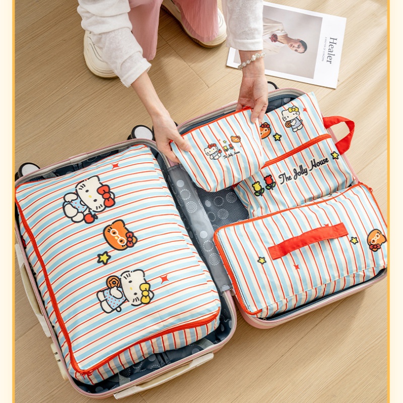 Travel Accessories Wholesale - Tas Penyimpanan Perjalanan Bergaris Hello Kitty,