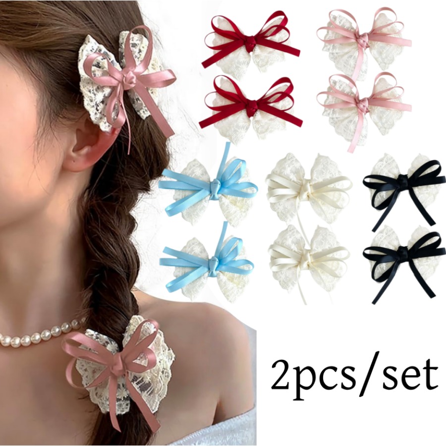 Travel Accessories For 4 Year Old - 2 Buah/Set Jepit Rambut Pita Renda