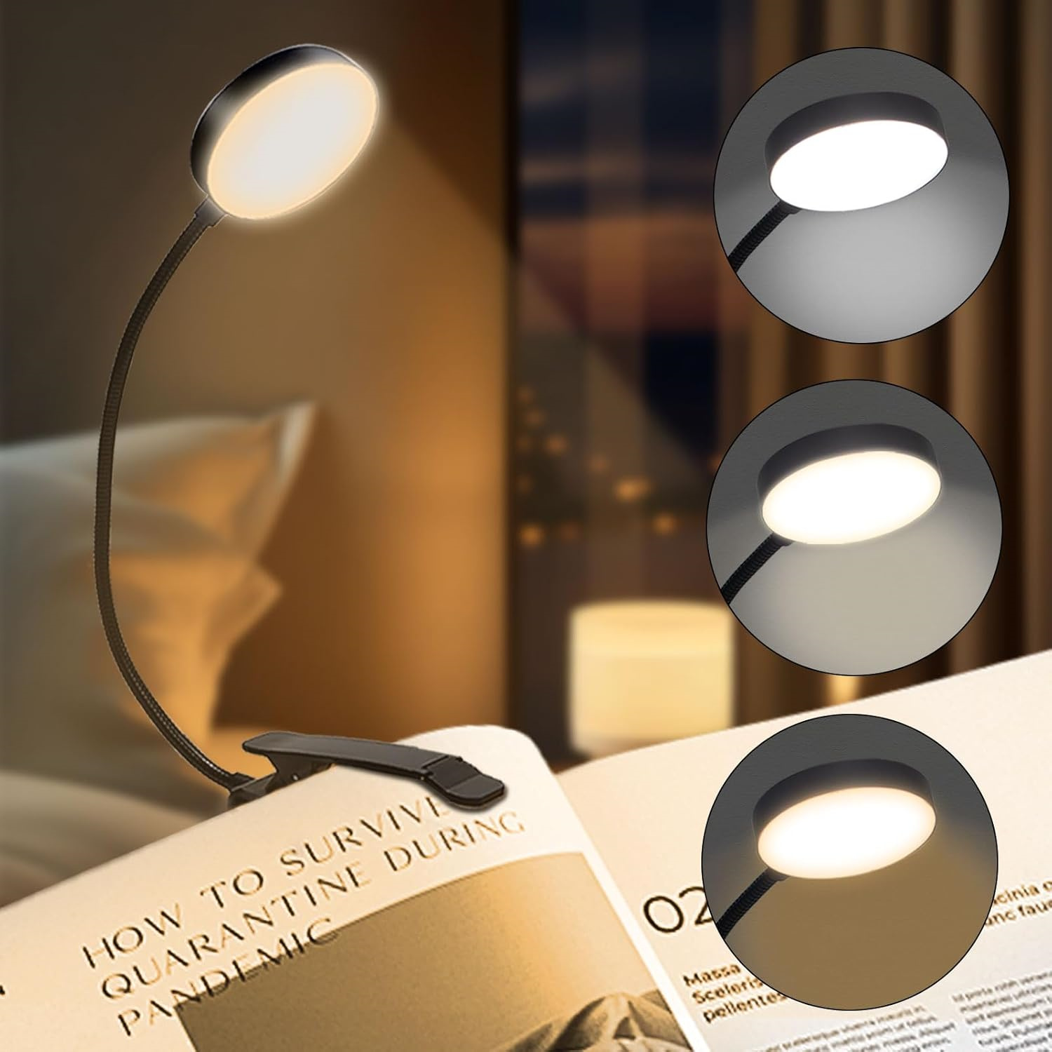 Book Light Flexible - Lampu Buku USB 3 Warna, Lampu