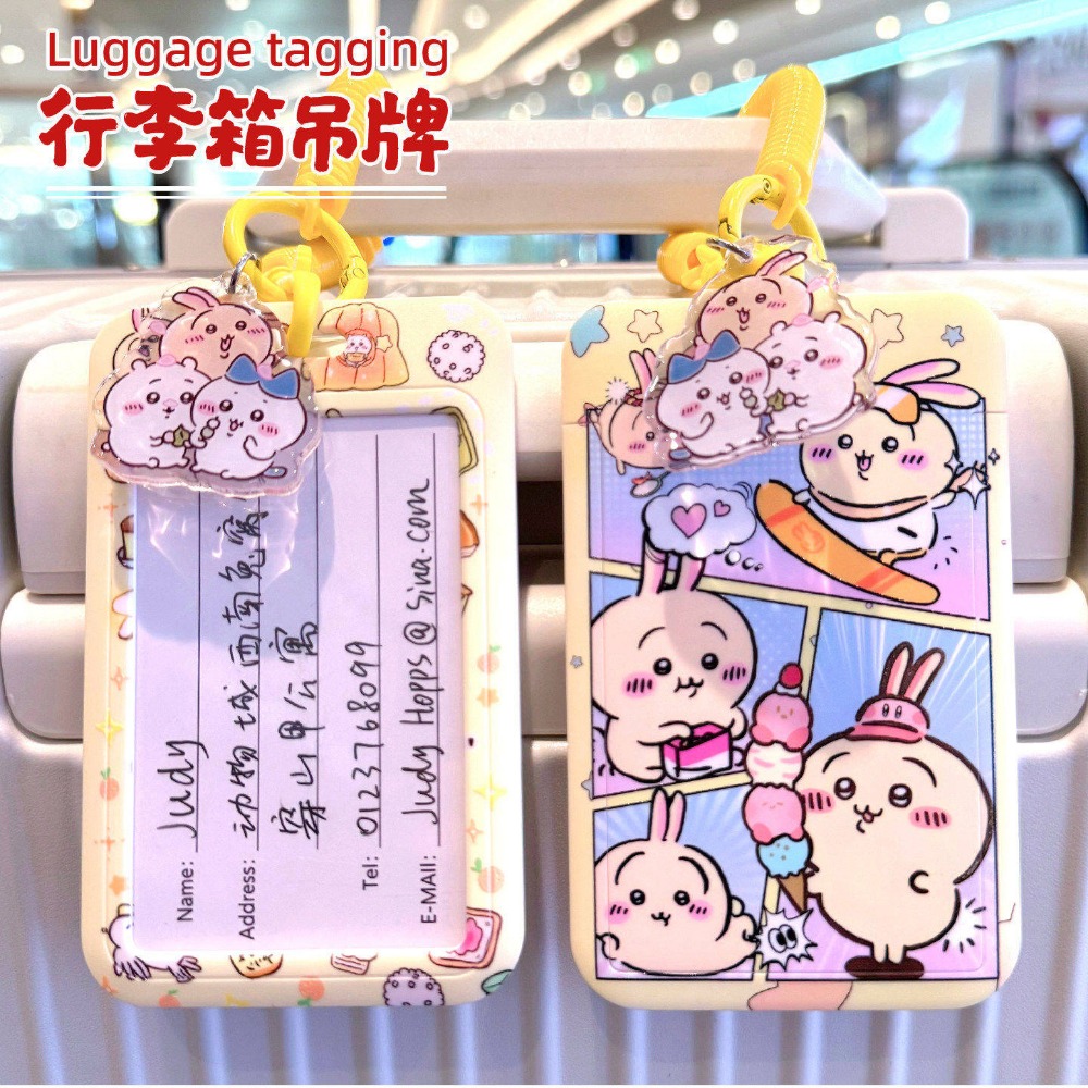Travel Accessories For Japan Trip - Tag Bagasi Chiikawa dengan Tali Pengikat
